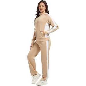 Ensemble assorti pour femmes, veste à fermeture éclair et pantalon à taille élastique, tenue de détente confortable, tissu doux, vêtements décontractés pour la maison - Product Image 3