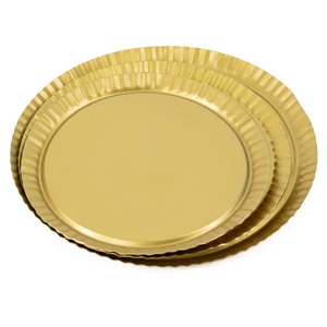 Juego de Bandejas de Servicio de Acero Inoxidable Dorado de Lujo al por Mayor, Plato Decorativo Redondo de Metal para Bodas, Fiestas, Eventos y Catering - Product Image 1