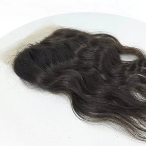Cierre de encaje HD 5x5 Cabello indio virgen brasileño Onda natural recta Extremos dobles dibujados Nudos blanqueados Cierre frontal de encaje - Product Image 1