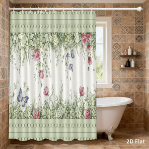 Custom Printed Shower <b>Curtain</b> Waterproof Polyester 180x180cm <b>with</b> <b>Hooks</b> Wholesale - Product Image 6