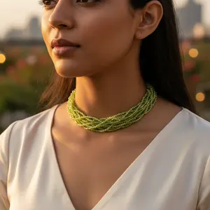 Tobillera de Peridoto Verde para Mujer, Plata de Ley 925 Chapada en Oro con Detalles de Diamantes, Diseño Bonito, Regalo Perfecto - Product Image 2