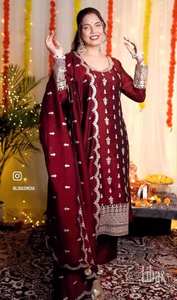 Top pantalon Dupatta de créateur en soie pour l'hiver - Product Image 4