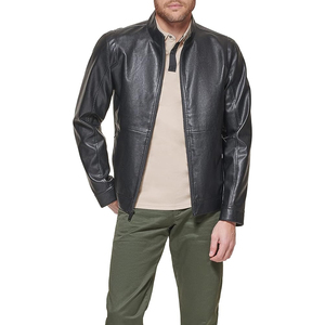 Stand Collar Men <b>Leather</b> Fashion <b>Jackets</b> Casual <b>Leather</b> <b>Jacket</b> Men Custom logo Designer Blank Pure Men's <b>Jackets</b> - Product Image 2