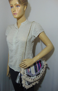 Ethnic Boho Vintage Women's Cotton Messenger Clutch Bag Stylish Handmade <b>Crossbody</b> <b>Purse</b> with Embroidery Zipper Closure Portable - Product Image 2