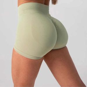 Pantalones cortos de gimnasio acanalados sin costuras de verano con diseño de yoga con glúteos fruncidos Cintura caliente Pantalones cortos suaves de impacto para entrenamiento o uso diario - Product Image 4