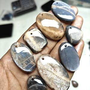High Quality Black <b>Moonstone</b> Cabochon Hand-Polished Loose Gemstone for Jewelry Making Natural Stone Wholesale Lot Free Drill - Product Image 2