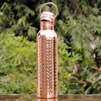 Bouteille d'eau en cuivre pur plaqué or, imprimée UV, faite à la main, pour la décoration de la maison, cadeau de qualité supérieure