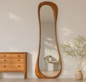 Espejo de Pared Compacto de Madera Art Deco, Hecho a Mano, Ligero y Ecológico, con Borde Pulido, para Decoración Moderna del Hogar y Hoteles - Product Image 1