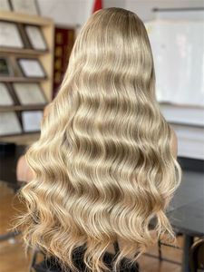 Peluca Balayage HD de lujo, peluca larga sin pegamento Frontal de pelo europeo Rubio de color blanqueador con encaje transparente y Balayage - Product Image 2