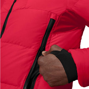 Veste matelassée à capuche rouge personnalisée pour hommes Manteau matelassé à bulles avec poches zippées - Product Image 3