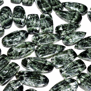 Paire de séraphinite naturelle Cabochon de quartz Tailles personnalisables en vrac Exportateur indien Pierres précieuses en vrac pour la fabrication de bijoux - Product Image 4