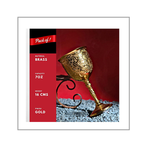 Cáliz de Latón Macizo Hecho a Mano de Primera Calidad con Diseño Grabado |   Vajilla Decorativa de Estilo Gótico Medieval Vintage para Regalo - Product Image 3