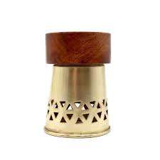 Quemador de Incienso con Tapa de Latón, Forma Redonda, Madera de Oud con Parte Superior de Acero Inoxidable y Patas de Metal para Primavera, Ramadán, Incienso Tibetano - Product Image 3