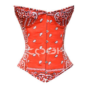 Corsé con estampado paisley y varillas de acero sobre el busto - Product Image 3