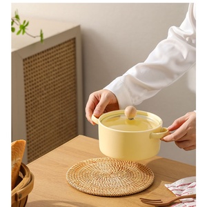 Posavasos de ratán redondos naturales clásicos con soporte, alfombrillas ecológicas reutilizables resistentes, personalizadas para comedor - Product Image 5