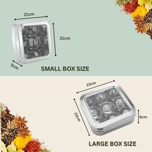 Porte-épices carré traditionnel indien en acier inoxydable de haute qualité Mini conteneurs en métal avec couvercle en verre pour herbes épices en vente - Product Image 4