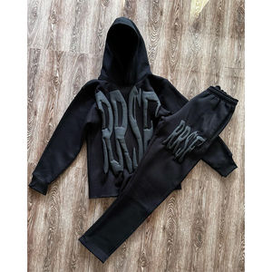 Personalizado 2 piezas Unisex 3D para pulóver chándal conjunto transpirable 100% algodón Joggers pantalones de chándal acampanados Sudadera con capucha otoño - Product Image 1