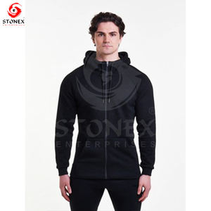 Venta al por mayor de logotipo personalizado de alta calidad de los hombres gimnasio Fitness sudaderas con cremallera deporte de gran tamaño liso personalizado hombres Zip Up Hoodie - Product Image 2