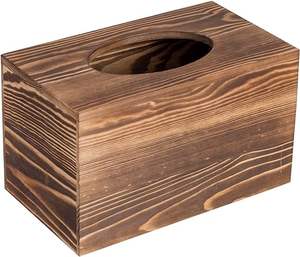 Caja de pañuelos de madera Cubierta de soporte Dispensador de pañuelos faciales de baño rectangular con fácil - Product Image 2