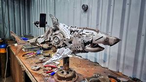 Mechanical Shark Sculpture Motorcycle Parts Sculpture Mechanical Shark Lamp Handmade Industrial Art Home Decor Vietnam 2026 - Product Image 6