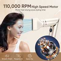 Styler capillaire professionnel 8-en-1 à air chaud, 110 000 tr/min, multi-styler haute vitesse avec bouclage automatique, soin ionique et contrôle intelligent de la chaleur
