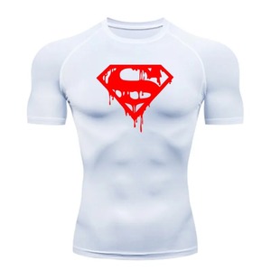 Rashguard Super Camiseta de manga corta para hombre de compresión apretado Fitness gimnasio deportes impresión Digital correr chándal - Product Image 1