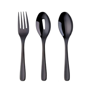 ชุดเครื่องใช้บนโต๊ะอาหารเหล็กมิเรอร์3ชิ้นช้อนขนมเหล็กสีดำด้านออกแบบได้ตามต้องการ - Product Image 1