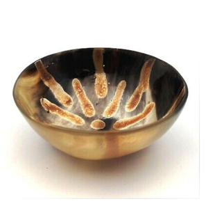 2 bols décoratifs en corne de buffle naturelle peints à la main, polis et sculptés, petits, de luxe, très vendus, pour le rasage et le service - Product Image 3