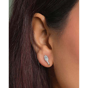 Boucles d'oreilles tendance en argent sterling 925 de qualité supérieure pour femmes et jeunes filles, design clou, motif cœur et plante, or rose, diamant taille marquise - Product Image 4