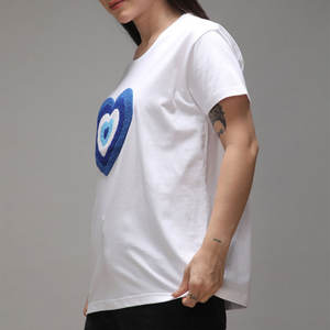 Camiseta de Algodón Cómoda para Mujer con Cuello Redondo, Diseño Único de Color en Contraste, Talla XL, Impresión Personalizada - Product Image 3