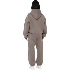 Ensemble survêtement vintage délavé à l'acide personnalisé pour hommes, streetwear, sweat-shirt et pantalon de survêtement patchwork délavé - Product Image 3