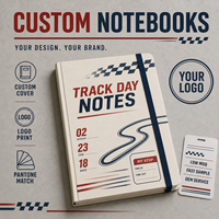 Carnet de notes de course LABON personnalisé A5, couverture rigide, bleu marine, drapeau à carreaux rouges, pour circuit, notes de tour, configuration de la voiture, temps et conditions météorologiques