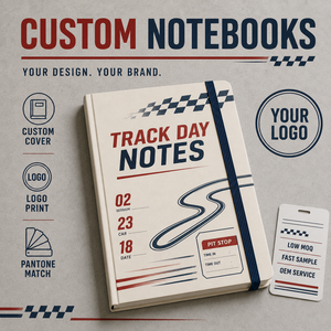 <span class=keywords><strong>Quaderno</strong></span> da Corsa LABON Personalizzato A5 con <span class=keywords><strong>Copertina</strong></span> <span class=keywords><strong>Rigida</strong></span> Blu Navy e Bandiera a Scacchi Rossa per Appunti sul Circuito, Impostazioni di Giro, Meteo e Registrazione del Tempo - Product Image 1