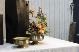 Ensemble de 2 bols à fleurs en métal, centre de table en Offre Spéciale, fleurs fraîches et artificielles décoratives pour mariage - Product Image 2