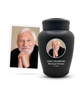 Votre photo ici Urne de crémation humaine personnalisée pour cendres adultes Urne gravée en acier inoxydable Nom du navire Noir Taille personnalisée - Product Image 6