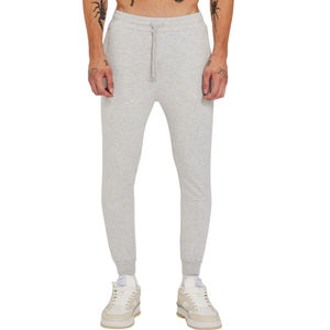 Pantalon de survêtement gris chiné pour homme, coupe ajustée, 80% coton, poignets côtelés, look streetwear minimaliste, tissu doux, confortable, décontracté - Product Image 1