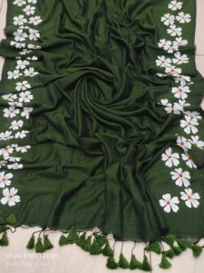 Sari de Algodón Pintado a Mano Exclusivo de MAL, Vestido de Novia Tejido Ligero de Secado Rápido y Ecológico para Niñas y Mujeres con Estampado - Product Image 5