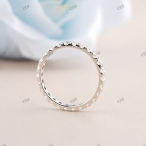 Nouvelle Bague de Mariage Éternité Tendance en Argent Sterling Plaqué Or Rose avec Moissanite, Fine et Minimaliste, Personnalisable, pour Empilage - Product Image 4