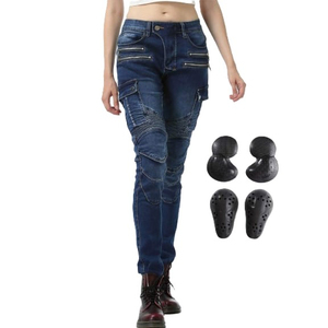 Jeans de motard pour homme D Ride Moto bleu foncé, certifiés CE, protections pour les genoux et les hanches, design multi-poches, respirant, séchage rapide - Product Image 2