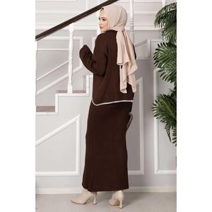 Vestido Corto Cosido Pastor Marrón - Product Image 4