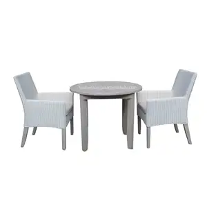 Table à manger ronde en teck et rotin synthétique 2 chaises ensembles de jardin extérieur meubles de Patio