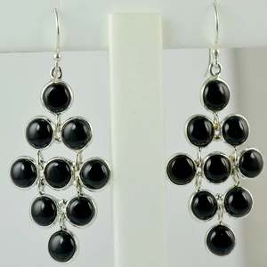 Boucles d'oreilles fines en argent sterling 925 faites à la main par Navya Craft, onyx noir pour femmes, pour Noël, anniversaire, Saint-Valentin - Product Image 5