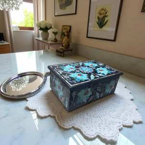 Marble Rectangle Jewelry Box Handmade <b>Stone</b> Box with Semi Precious Turquoise Inlay Luxury Gift Packaging for Her - Product Image 5