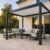 Pergola motorisée en aluminium résistante à la rouille et aux intempéries, avec toit à lames orientables, pour terrasse, fixation murale