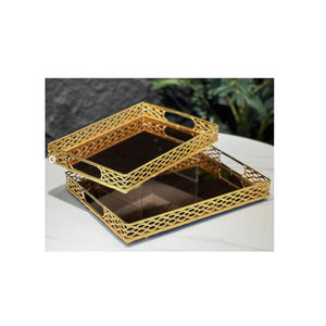 Plateau à Dessert alimentaire Organisateur de maison et d'ustensiles de cuisine Plateau de service à thé et à café rond moderne par Indian Metal World - Product Image 6