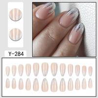 A073 Sweet Girl Blush – Faux ongles à presser en poudre libre, 24 pièces, ultra fins, sans couture, détachables, vente en gros