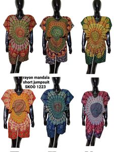 Rayon Mandala Print Short <b>Jumpsuit</b> | Sleeveless Boho Romper | Soft, Breathable Fabric for Summer or Travel - Product Image 2