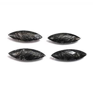 Tablero de damas de cuarzo de rutilo negro, marquesina facetada de 25x8mm, 6,71 CT - Product Image 1