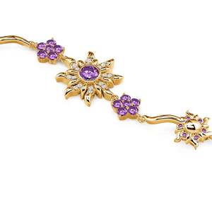 Bracelet à breloques Jeulia en or avec pierre violette et motif tournesol, tendance - Product Image 3