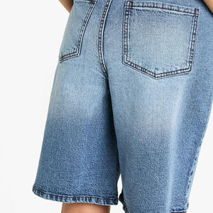 Short en jean pour femme 2025 Summer Vintage Streetwear Female High Waist Wide Leg Straight Short Pants Solid Color Ladies Jean Shorts - Product Image 4